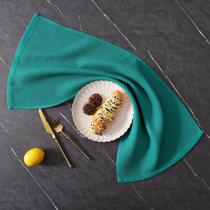 Homaxy 16 Pack 100% Cotton Kitchen Towels and Dishcloths Set, Teal | 12 x 12 Inches and 13 x 28 Inches Kitchen Towels Set, Ultra Soft Absorbent Dish Cloths for Washing Dishes - Image 9