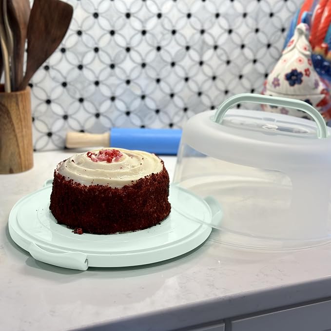Kivi Cake Carrier with Lid and Handle – Practical Cake Holder with Lid and Sturdy Clamps – Multipurpose Cake Container 10 Inch - Cupcake Carrier fits 11 Cupcakes - Dishwasher Safe - Image 5