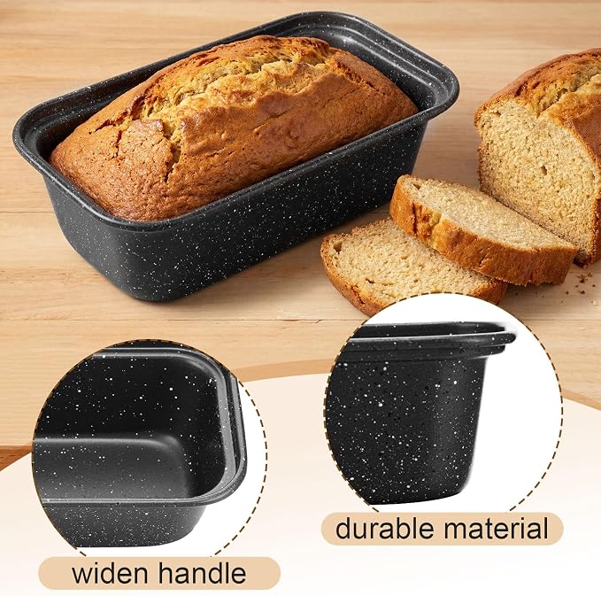 Uiifan 12 Pack Mini Loaf Pans, 6.1 x 3.3 x 2.1 in, Gray with Dots | Non Stick Small Bread Pans, Rectangle Banana Bread Tins, Tiny Carbon Steel Baking Pan, for Halloween Baking, Picnics, Party - Image 6