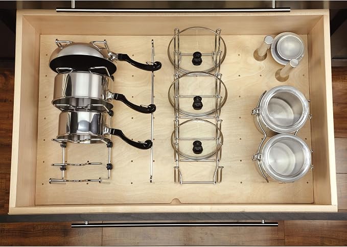 Rev-A-Shelf Pegboard Drawer Divider Organizer, Trim to Custom Fit Wooden Kitchen Cabinet Storage Utensil, Pots & Dish Rack, 39" x 21", 4DPS-3921 - Image 9