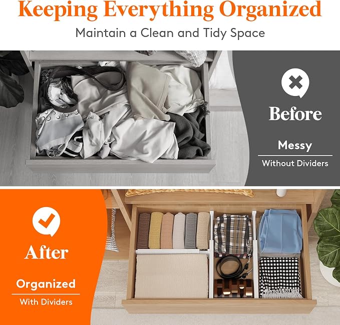 Lifewit 4" High Upgrade Drawer Divider, Adjustable Drawer Organizer Clothes | 13.5"-22" Expandable Plastic Drawer Separator for Dresser, Kitchen, Closet, Nursery, Office Organization & Storage, 12 Pack - Image 9