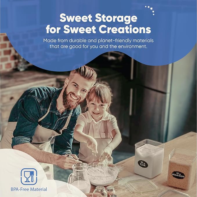 Chef's Path Large Airtight Food Storage Containers with Lids, Pack of 2, 5.2L, 175Oz, Airtight Kitchen and Pantry Bulk Canisters for Flour, Sugar, Rice, and Baking Supplies - Transparent - Image 7