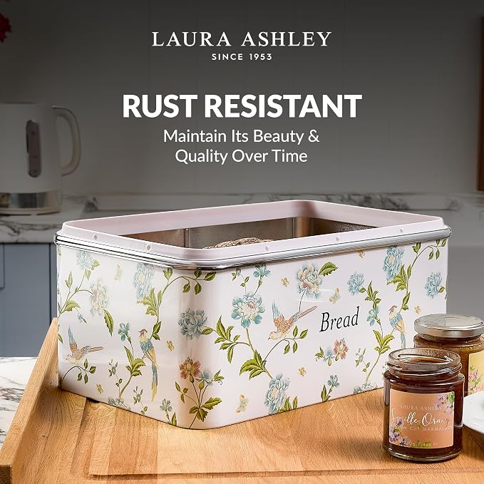 Laura Ashley Elveden White Large Bread Box for Kitchen Countertop,Breadbox | Durable Bread Storage Container, Food Grade Metal Bread Bin, Removable Lid, Keep Bread Fresh, Rust Resistant, Easy to Clean - Image 7