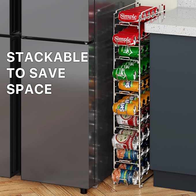 Simple Houseware 4-Pack Soda Can Stackable Rack Dispenser Organizer, Chrome | for Pantry/Refrigerator - Image 7