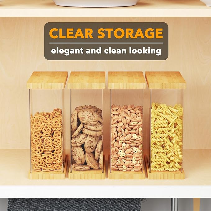 SpaceAid Bamboo Food Storage Container - Airtight Cereal Containers with Lids, Kitchen Cereal Canisters Pantry Organizers and Storage for Rice, Flour, Coffee, Snack, Small 1 Pack - Image 5