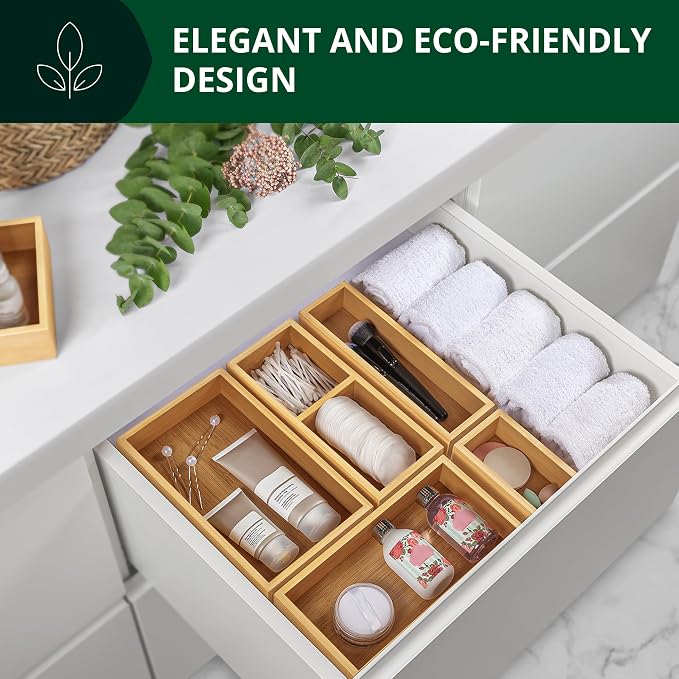 ROYAL CRAFT WOOD Luxury Bamboo Kitchen Drawer Organizer - Expandable Utensil Organizer for Drawer - Multi-Use Drawer Organizer Set - Image 9