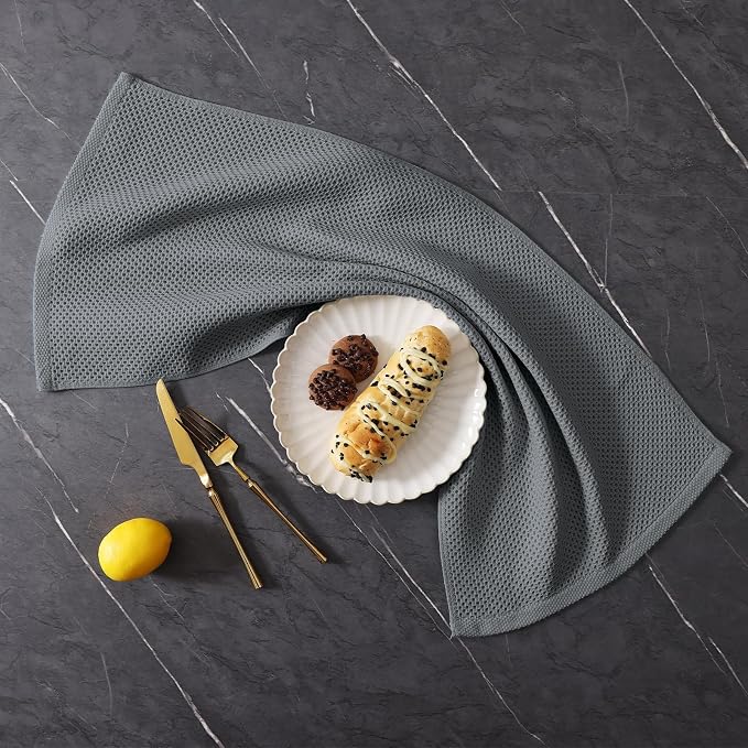 Homaxy 8 Pack 100% Cotton Kitchen Towels and Dishcloths Set, Grey | 12 x 12 Inches and 13 x 28 Inches Kitchen Towels Set, Ultra Soft Absorbent Dish Cloths for Washing Dishes - Image 9