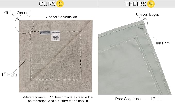 COTTON CRAFT Genuine Pure Linen Napkins - Set of 12 Hemstitch Cloth Napkins | Large 18x18 Natural Hand-Crafted Pure Luxury Linen Dinner Napkins with Hemstitch Detail - Brunch Lunch Holiday Table Napkins - Image 9