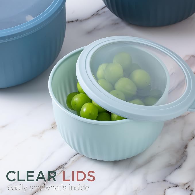 COOK WITH COLOR Prep Bowls with Lids- Wide and Deep Nesting Plastic Small Mixing Bowl Set with Lids, 12 Piece Set - Deep Bowls, Multicolor - Image 6