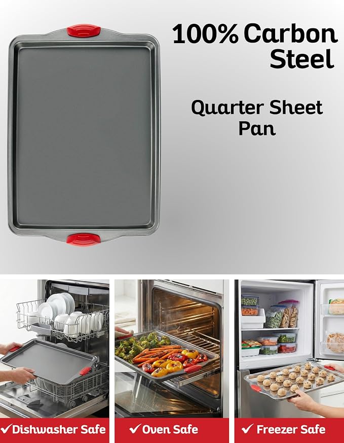 Nonstick Baking Sheet Pan Heavy-Gauge Carbon Steel, Warp, Dent, and Rust-Resistant Gourmet Rimmed Half Cookie Sheet Tray, Non-Toxic for Exceptional Baking Performance - 15x10 Inch - Image 7