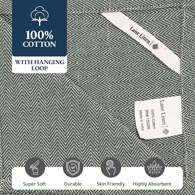 LANE LINEN Kitchen Towels Set - 100% Pure Cotton Dish Towels for Kitchen, Super Absorbent Kitchen Hand Towel, Tea Towels, Soft & Durable Dish Cloths, Pack of 12 – 14”x25”, Olive - Image 8