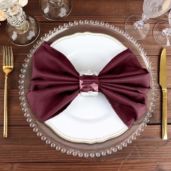 Efavormart Premium Cloth Napkins Set of 10, 20x20 Inch Burgundy Violet Seamless Dinner Napkins, Washable Linen Table Napkin Cloth with Hemmed Edges for Weddings, Party and Banquet - Image 8