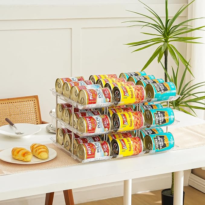 Can Organizer for Pantry, Stacking Can Storage Organizer Hold 36 Cans | Automatic Rolling Can Rack for Fridge, 3Tire 3 Columns Can Holder, Canned Goods Organizer - Image 8