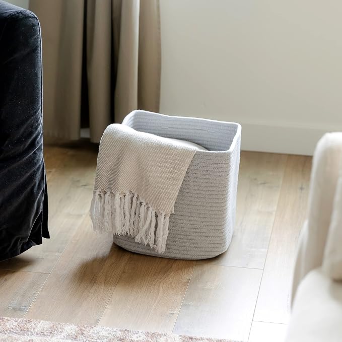 NaturalCozy Storage Cubes 11 Inch Cotton Rope Woven Baskets for Organizing, 3-Pack | Cube Storage Bin | Square Storage Baskets for Shelves Organizer, Classroom, Kids Toy Bins, Closet, Baby Nursery - Image 9
