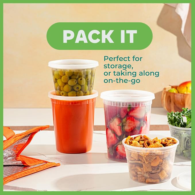 240-Sets Deli Containers with Lids - (120)-32oz & (120)-16oz Bulk Pack of Food Storage Take Out Containers for Restaurants, Catering, Meal Prep - Microwaveable, Reusable & BPA-Free - Image 6