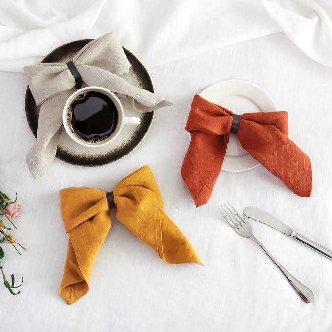 100% Linen Dinner Napkins 20x20 Inch,Soft and Breathable French Flax Cloth Napkins,Stone Washed Set of 4(Rust) - Image 8