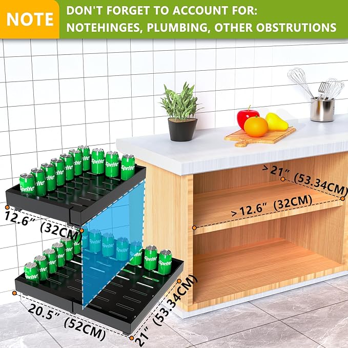 Mlinavn 2 Pack Pull Out Cabinet Organizer,21" Deep Slide Out Drawer Organizers,No Drill Pull Out Drawers Adhesive with Nano Compatible Framed Cabinets Shelves for Kitchen Pantry Adjustable Width - Image 6