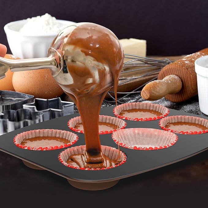 NutriChef 8-Piece Nonstick Stackable Bakeware Set - PFOA, PFOS, PTFE Free Baking Tray Set w/Non-Stick Coating, 450°F Oven Safe, Round Cake, Loaf, Muffin, Wide/Square Pans, Cookie Sheet (Brown) - Image 10
