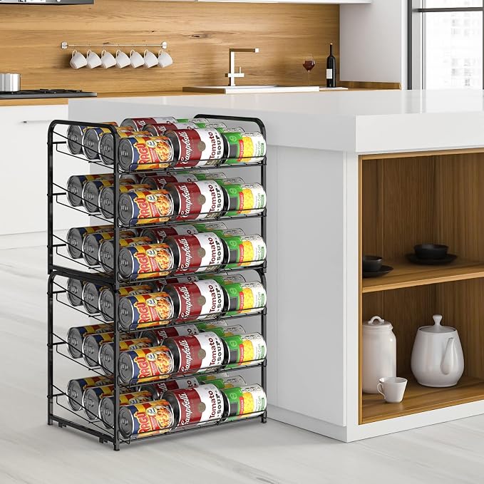 BTY Can Organizer for Pantry Stackable 2 Pack, Can Storage Organizer Rack Stacking Can Dispensers Small Space Holds up to 36 Cans for Pantry, Kitchen, Cabinet Black - Image 7