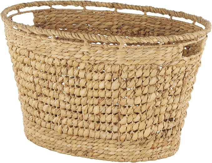 Deco 79 Seagrass Handmade Decorative and Functional Storage Basket Woven Oval Basket Organizer with Elevated Rim and Slot Handles, Basket for Storage 30" x 21" x 17", Brown - Image 7