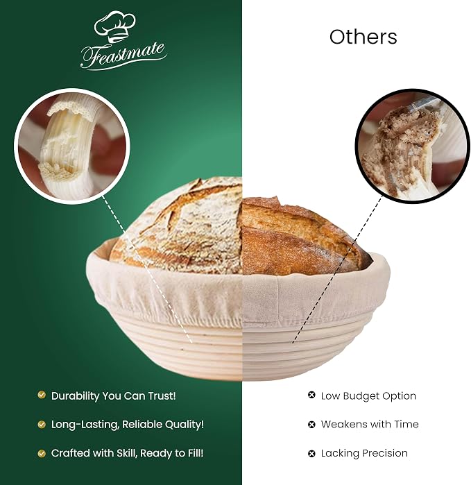 Sourdough Starter Kit - Banneton Bread Proofing Basket Set with Liners, Sourdough Bread Baking Supplies & Bread Making Tools - Includes two Banneton Basket, Tools with Sling & Kneading Pad - Image 9
