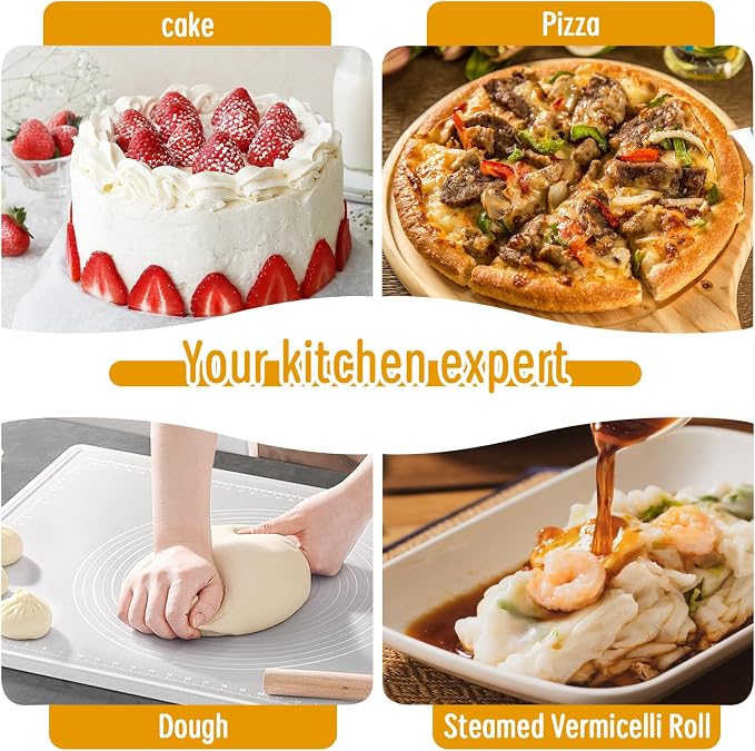 Set of 3 Stainless Steel Dough Scrapers, 15/20/25 cm, Non-Stick Dough Card with Dough Stirrer, Pastry Brush, Dough Cutter, Dough Spatula with Measuring Scale, Cake Scraper for Bread Shaping, Bread - Image 7