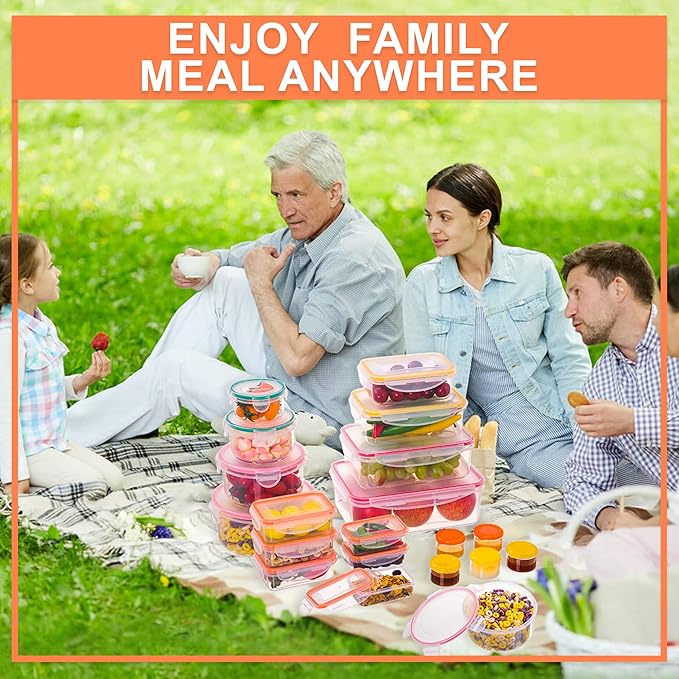 38 Pcs Large Food storage containers-85 oz to Small Container Stackable Kitchen storage bowls sets-BPA Free Leak proof Plastic food Storage Containers with lids airtight-Microwave freezer safe | Stackable Kitchen Pantry storage bowls sets-BPA Free Leak... - Image 6