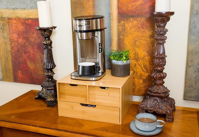 BAMBOO LAND- Extra Large Bamboo K Cup Holder for Counter, 2-Tier K-Cup Organizer Drawer - Image 7