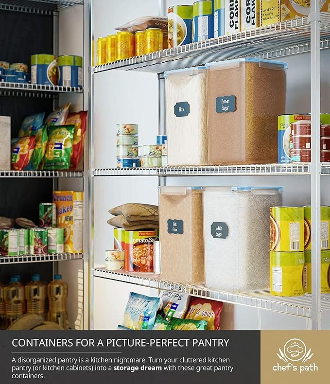 Chef's Path Extra Large Airtight Flour and Sugar Storage Containers with Lids, Set of 2, 6.5L Pantry Canisters for Bulk Flour and Sugar Storage - Transparent - Image 8