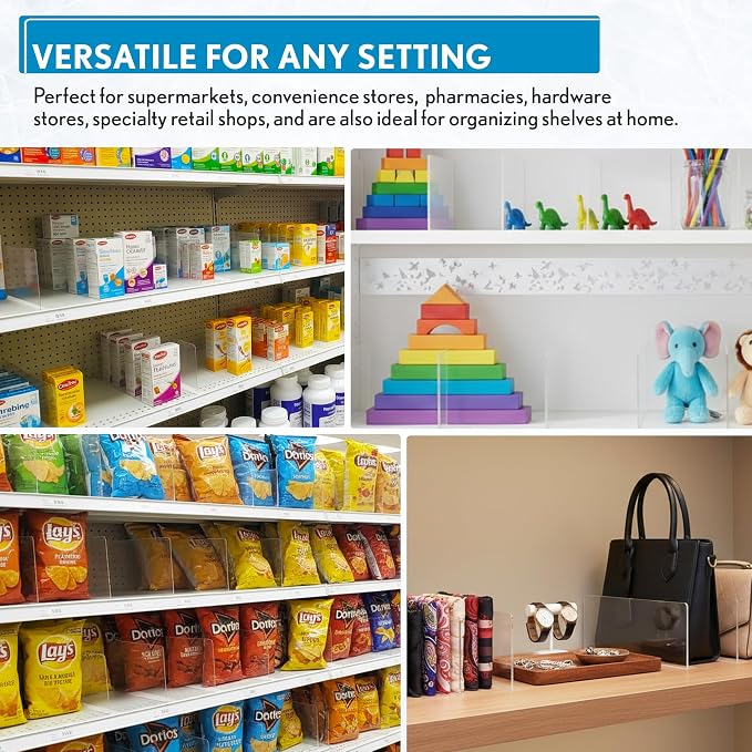 Shelf Dividers, 50 Pack, 3" x 17-9/16", Retail Shelf Organization, Product Separators, Clip Strip - Image 8