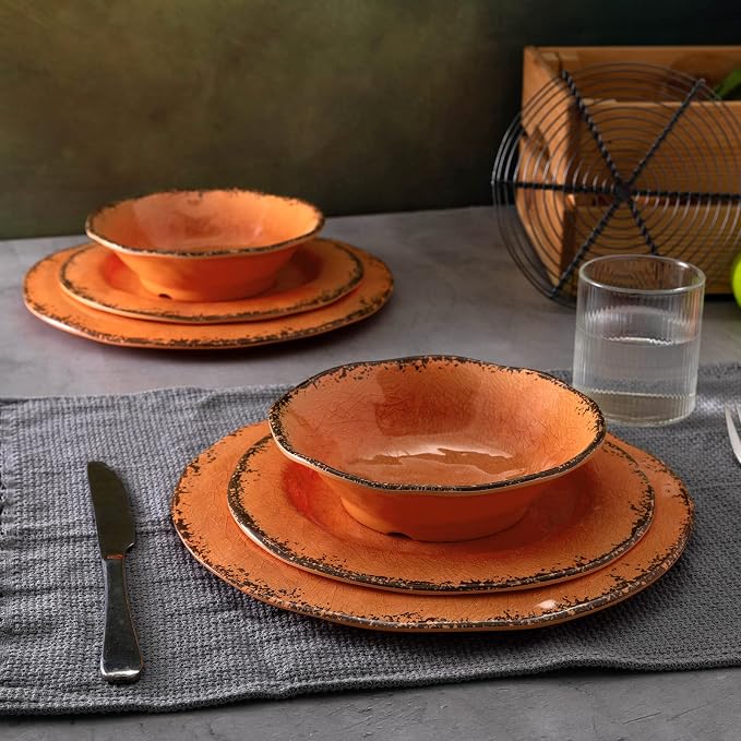LEHAHA Melamine Serving Tray/Platters Set of 2, 17.5" x 10", 2-Piece Large Rectangular Melamine Platter Set for Serving Food, Orange - Image 7
