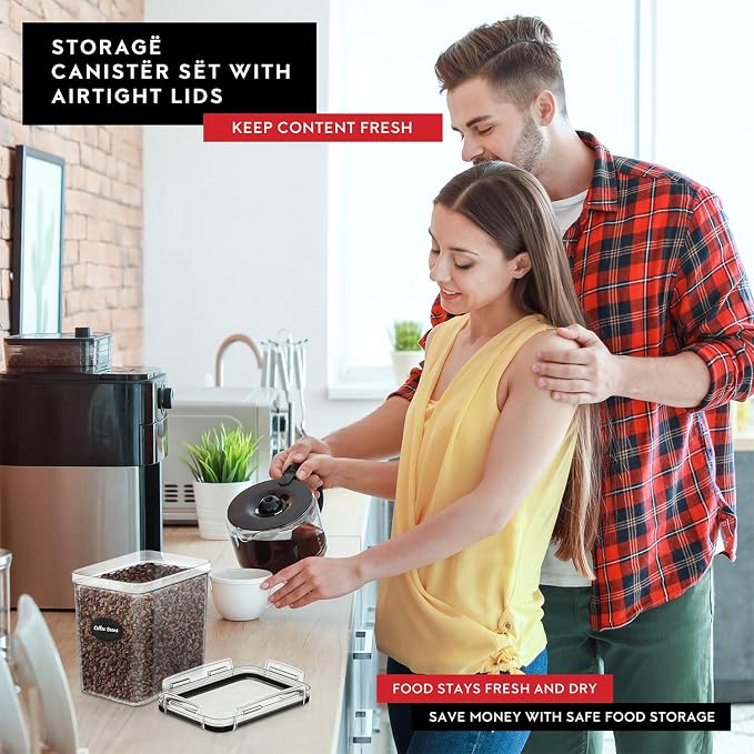 DWËLLZA KITCHEN Airtight Food Storage Container Set - 8 Pieces 1.4L - Plastic BPA Free Kitchen Pantry Storage Containers with Lids - Dishwasher Safe - Include 8 Labels - Keeps Food Fresh & Dry - Image 8