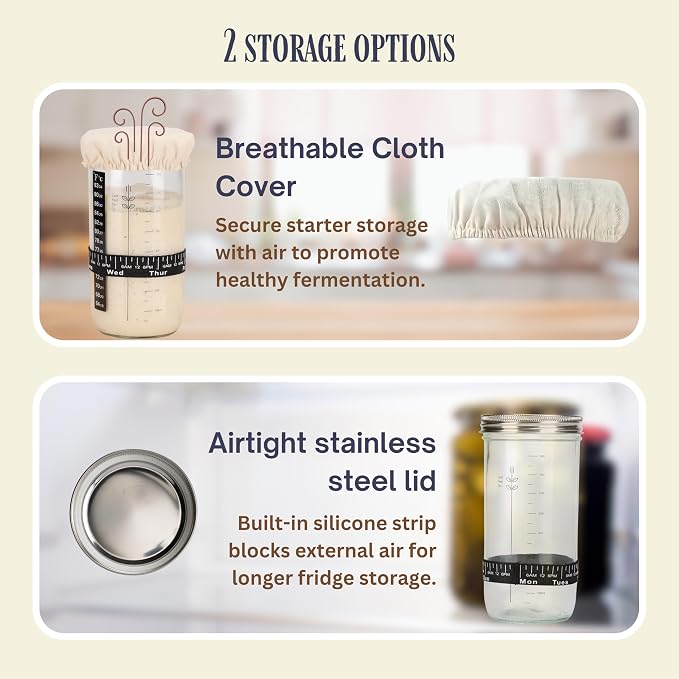 JoeCo Sourdough Starter Kit, Complete Starter-To-Loaf Set with Instructions, Sourdough Starter Jar, Silicone Proofing Baskets, Danish Dough Whisk, Dough Scraper, Bread Lame & Sourdough Baking Supplies - Image 9
