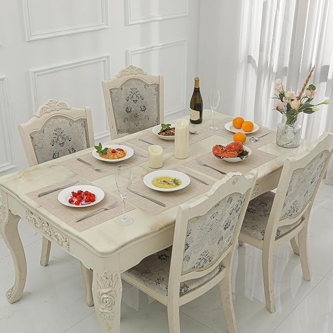 Leetaltree Beige Placemats Set of 24 - Heat Resistant Non-Slip Place mats for Dining Table, Washable Durable PVC Vinyl Woven Table Mats(Beige, 24) - Image 9
