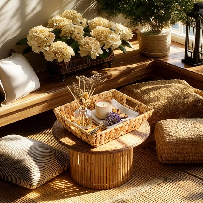 Novabright 4 Pcs Water Hyacinth Storage Baskets 14"L x 10''W x 4.7''H Large Wicker Woven Basket with Handles Pantry Gift Baskets Natural Storage Bins for Organizing Countertop - Image 7