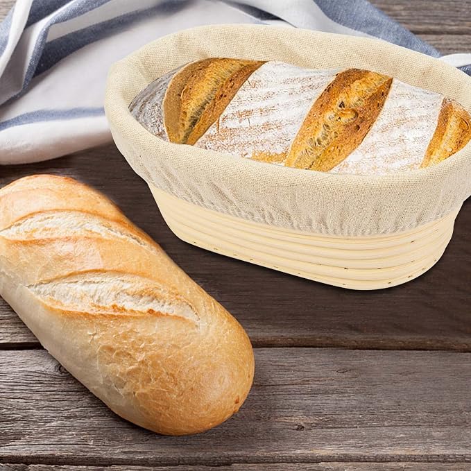 2 PCS 8 inch Oval Long Banneton Brotform Bread Dough Proofing Rising Rattan Basket & Liner for Professional & Home Bakers - Image 7