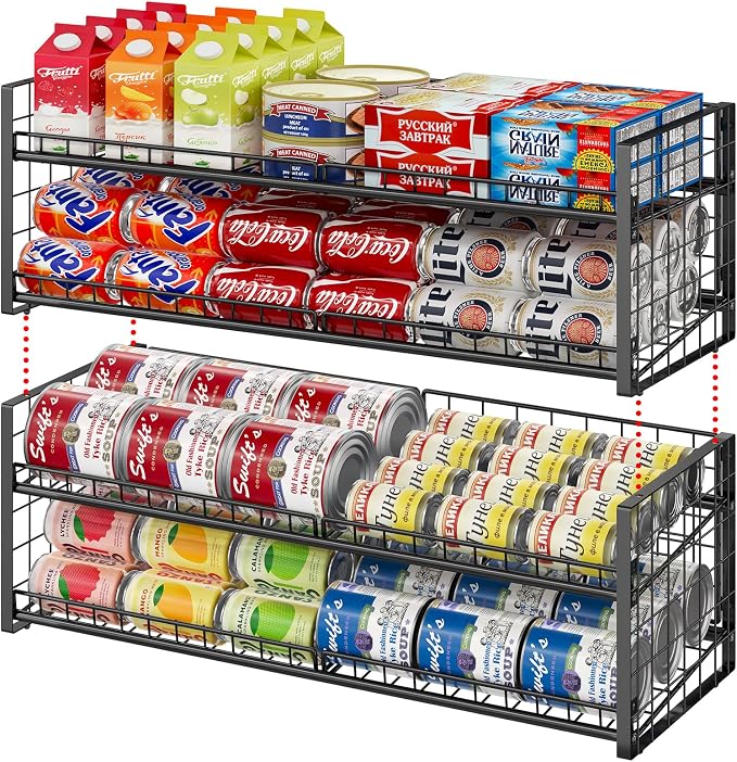 3 Tier Stackable Can Rack Organizer for Pantry Shelf, Adjustable Extra-Long Can Holder for Kitchen Storage, Sturdy Standing Rolling Can Dispenser for Canned Food Goods Drink Soup up to 96, Black - Image 9