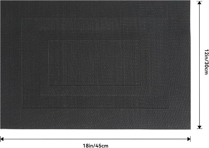 Leetaltree Black Frame Placemats Set of 24 - Heat Resistant Non-Slip Place mats for Dining Table, Washable Durable PVC Vinyl Woven Table Mats(Black Frame, 24) - Image 9