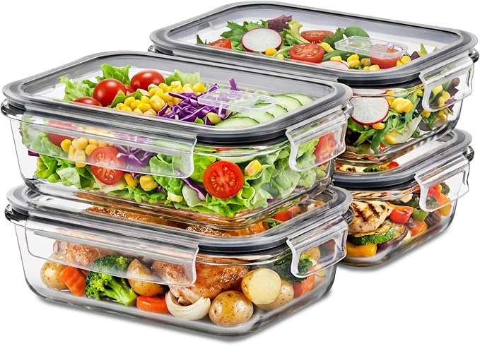 Sorbus Glass Meal Prep Containers Set – Freezer, Dishwasher, Oven Safe – Reusable Food Storage Bowls, 4 Cup Capacity for Meal Prep and Storage (4 Rectangular Vented Lid) - Image 8