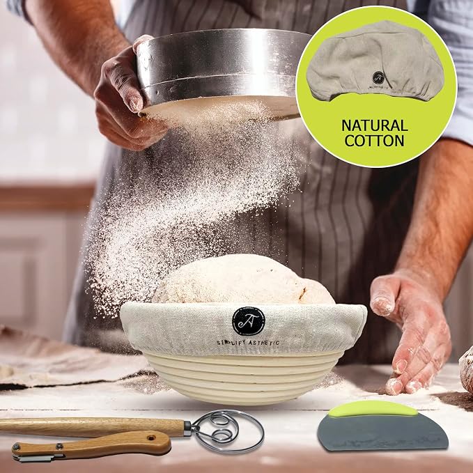 Premium Banneton Bread Proofing Basket - A Complete Sourdough Bread Baking Kit - Bread Baking Supplies - Sourdough Starter Jar Kit - Image 9