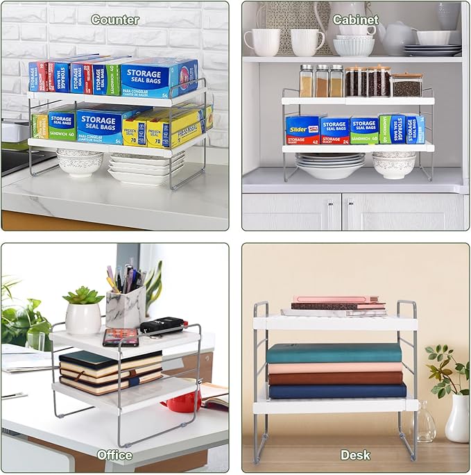 Pantry Organization and Storage for Kitchen - Expandable Kitchen Wrap Box Organizer Rack, Foil Organizer for Cabinet & Counter, Height & Width Adjustable Cupboard Storage Rack - (3 Tier 9.8 to 15.6"L) - Image 6
