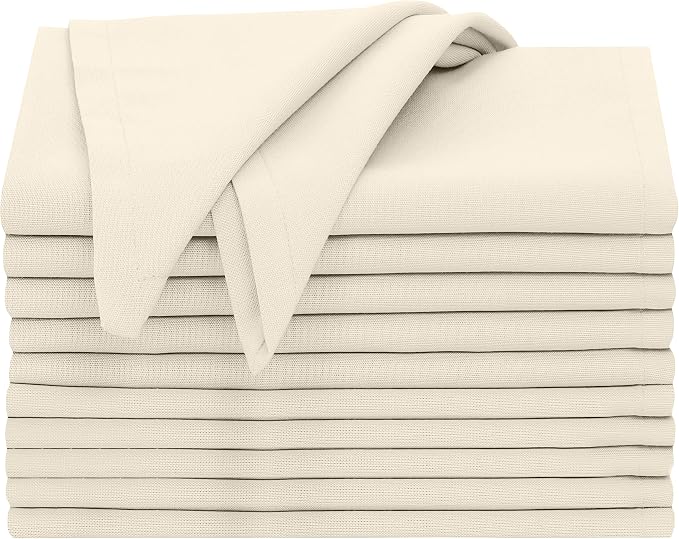 Ruvanti Cloth Napkins Set of 12, 18x18 Inches, 100% Cotton, Washable, Soft & Absorbent, Perfect for Wedding, Christmas, Thanksgiving Dinners - Antique White - Image 9