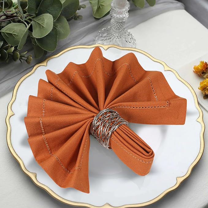 Bedding Craft Cloth Dinner Napkins Set of 12 – 18x18 Roasted Pecan with Hemstitched Mitered Corners – Reusable Machine Washable Fabric Napkins for Weddings & Dining Tables - Image 9