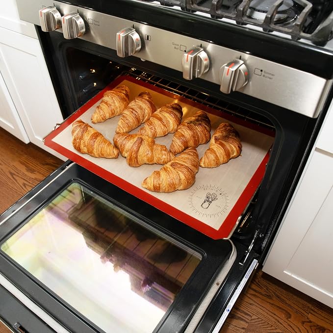 Silicone Baking Mats - 3/4 Size Baking Sheet Liners, Pack of 3, Red | Oven Safe, Non-Stick Silicone Baking Sheet Liner, Perfect For Baking Macarons Cookies, Pastries & Cakes, 13.5 x 19.5 inches - Image 7
