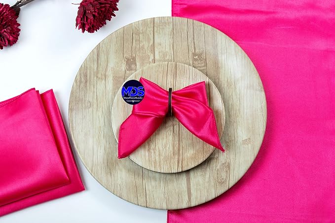 MDS® Pack of 150 Satin Napkins 12 x 12 Inch, Soft Silky Reusable Cloth Dinner Table Napkins for Wedding Décor, Reception, Birthday, Parties, Banquets, Catering, Restaurants & Hotel - Magenta - Image 7