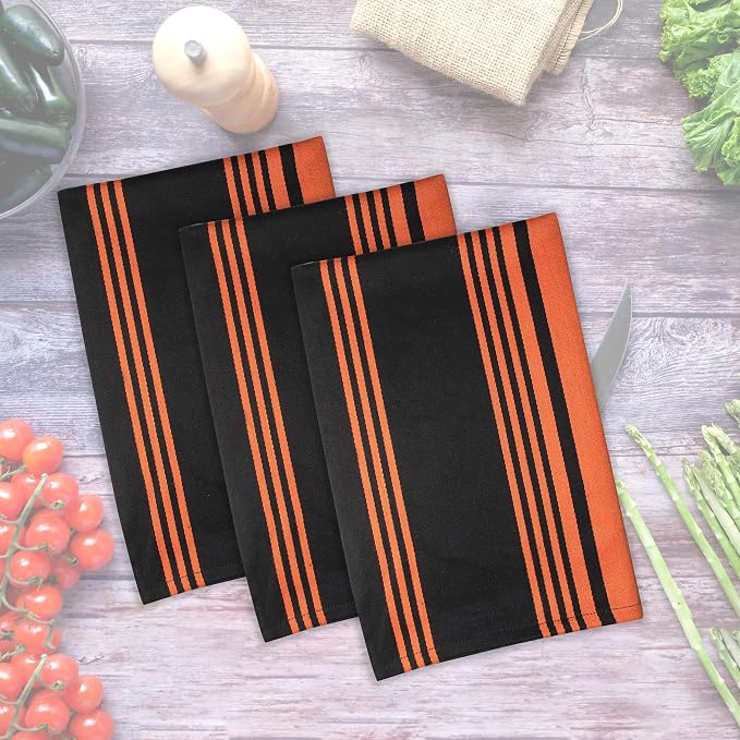Urban Villa Kitchen Towels Cotton Dish Towels 20”x30” (Set of 6) Orange Blk - Image 8