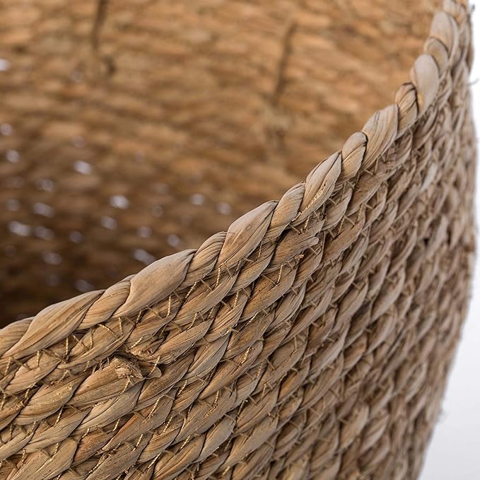 Vintiquewise Decorative Round Wicker Woven Rope Storage Blanket Basket with Braided Handles - Large - Image 6