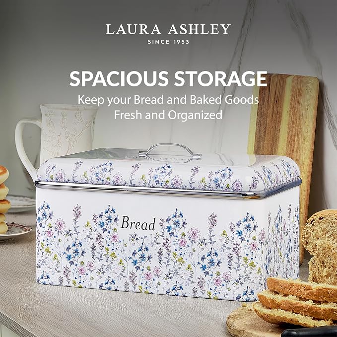 Laura Ashley China Rose Large Bread Box for Kitchen Countertop - Breadbox | Durable Bread Storage Container, Food Grade Metal Bread Bin, Removable Lid, Keep Bread Fresh, Rust Resistant, Easy to Clean - Image 7