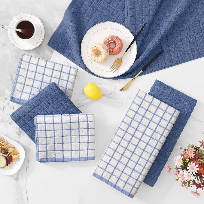 Homaxy Large Premium Cotton Kitchen Towels 16"x 28", 4 Pack, Navy Blue | Natural Ring Spun 390 GSM Dish Towels, Super Absorbent Terry Kitchen Hand Towels, Soft Tea Towels with Hanging Loop - Image 9