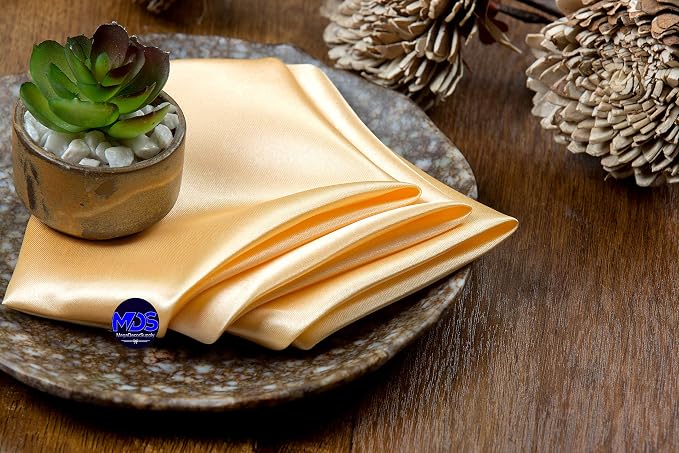 MDS® Pack of 150 Satin Napkins 12 x 12 Inch, Soft Silky Reusable Cloth Dinner Table Napkins for Wedding Décor, Reception, Birthday, Parties, Banquets, Catering, Restaurants & Hotel - Beige - Image 7